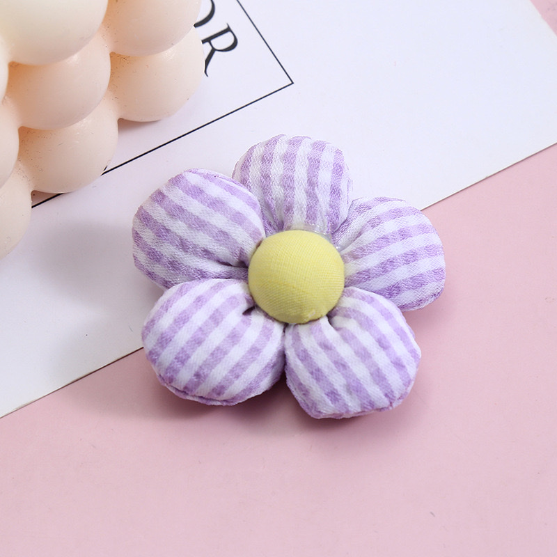 Wholesale of Korean-style fine checkered cotton five-petal flower scarves, clothing, accessories, brooches and hair tie accessories details Picture