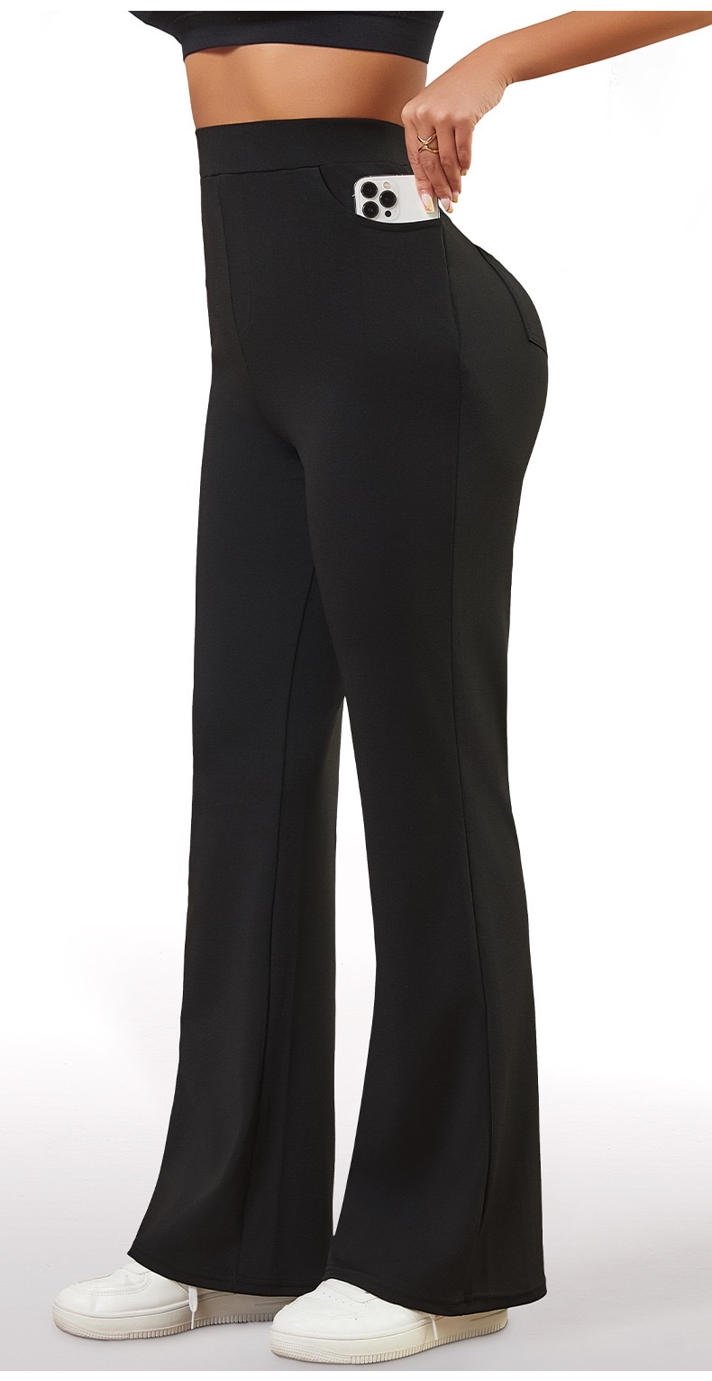 Cross-border exclusive high-waisted pants, fitness pants, high-elasticity European and American sports new style tight yoga pants, flared pants, casual pants detail image 6