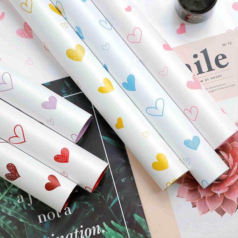 Pengfa Packaging Factory Store Yuyin Paper Heartbeat Flower Wrapping Paper Thickened waterproof Ouya Paper Material Valentine's Day Wrapping Paper Heart Ouya Paper diy Flower Bouquets, Flower Art Wrapping paper, Flower packaging detail image 4