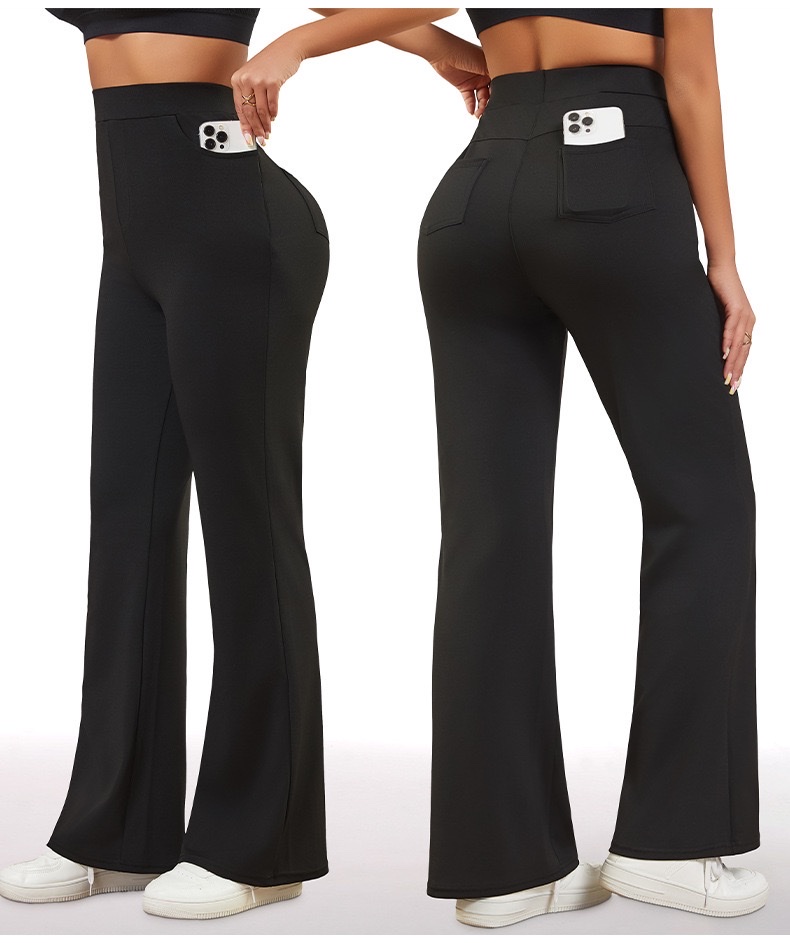 Cross-border exclusive high-waisted pants, fitness pants, high-elasticity European and American sports new style tight yoga pants, flared pants, casual pants detail image 3