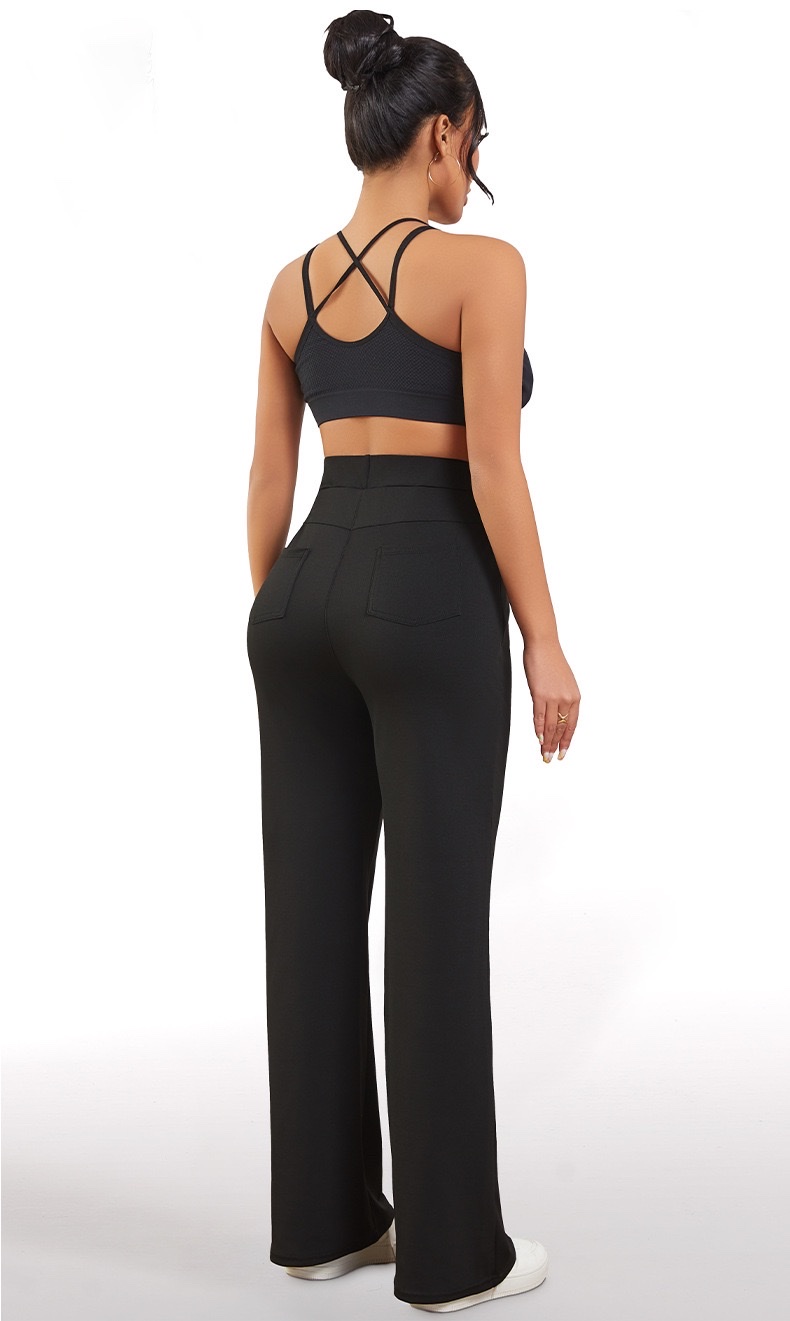 Cross-border exclusive high-waisted pants, fitness pants, high-elasticity European and American sports new style tight yoga pants, flared pants, casual pants detail image 9
