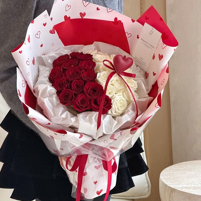 Pengfa Packaging Factory Store Yuyin Paper Heartbeat Flower Wrapping Paper Thickened waterproof Ouya Paper Material Valentine's Day Wrapping Paper Heart Ouya Paper diy Flower Bouquets, Flower Art Wrapping paper, Flower packaging detail image 8
