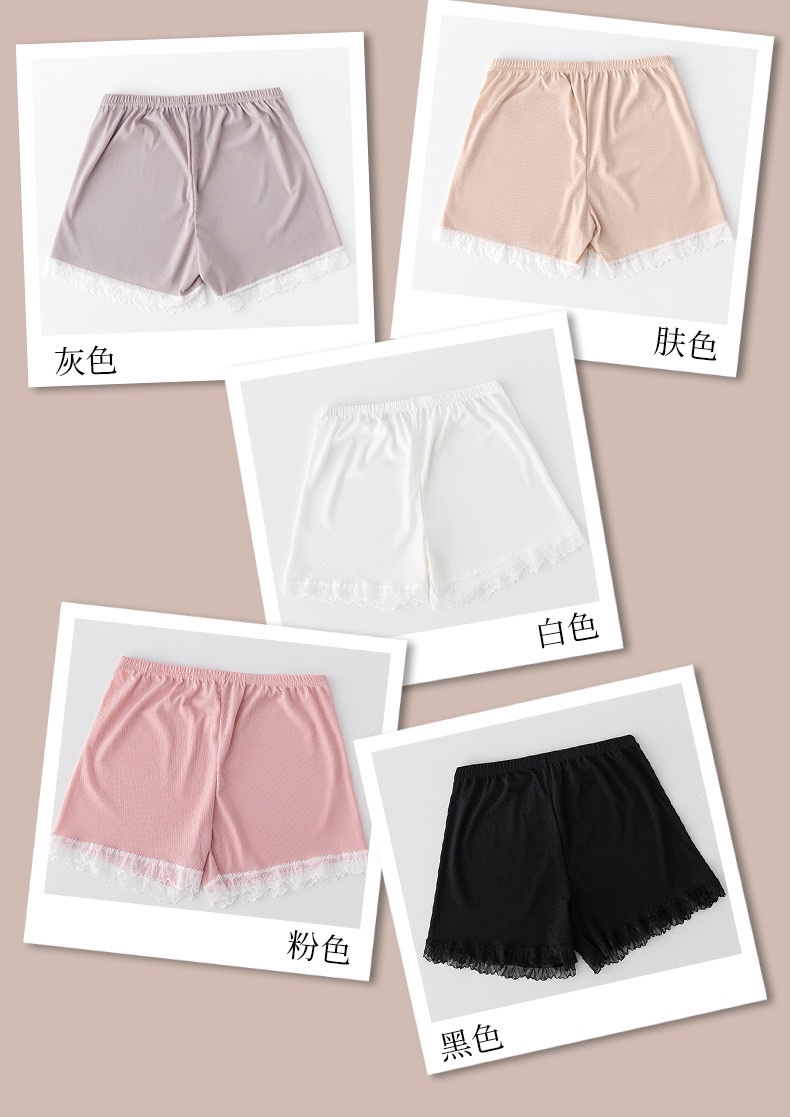 Spring and summer tight-fitting ice silk vertical striped lace leggings for women to prevent exposure, versatile three-inch safety pants wholesale detail image 7