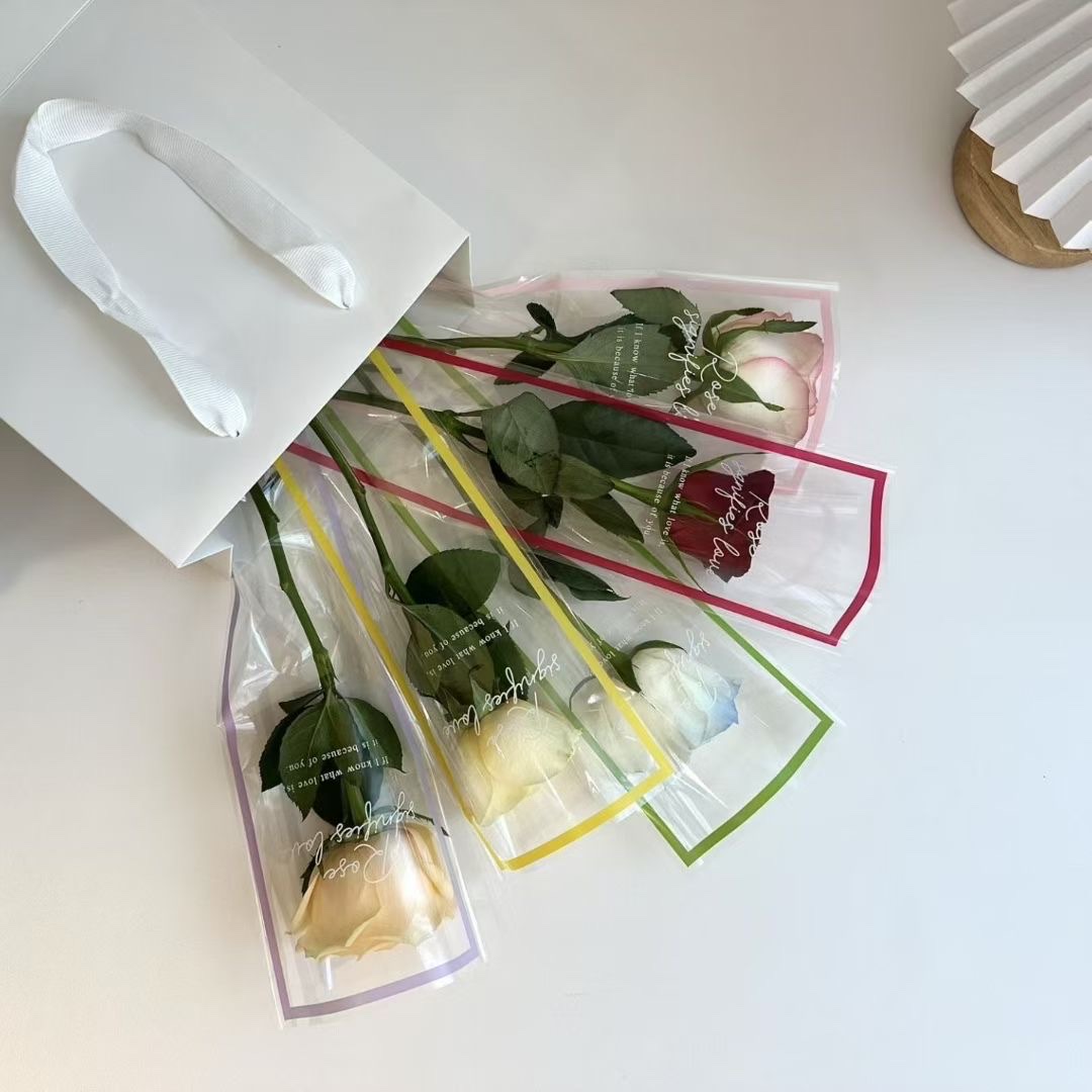 Pengfa Packaging Factory Store Valentine's Day Dopamine Colorful Single Bag Rose Bouquet Wrapping Paper DIY Single Small Flower Bouquet Bag Single Bag Item Picture