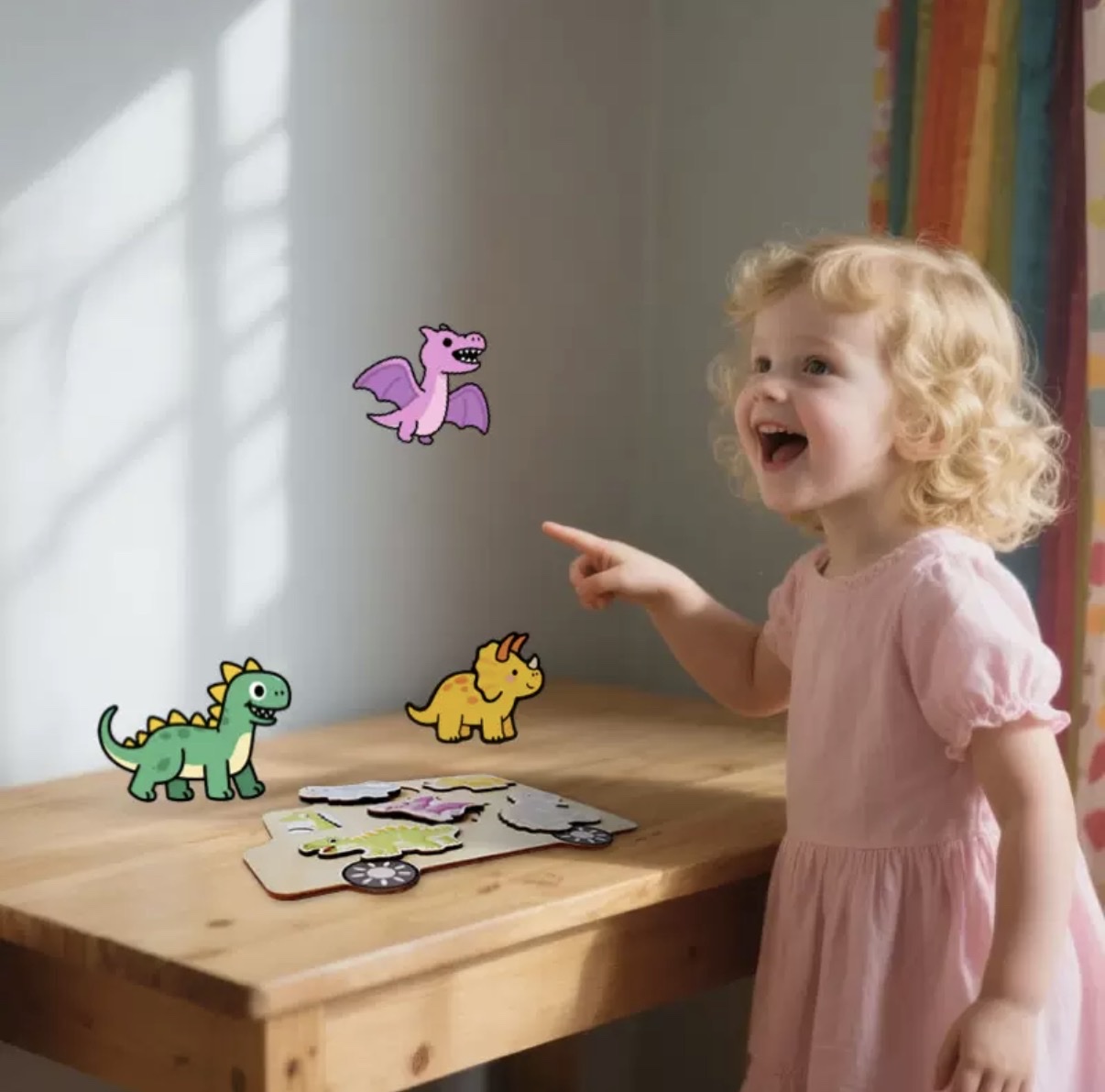 儿童益智多功能早教动手动脑认知配对英文学习教具拼板恐龙拼图板细节图