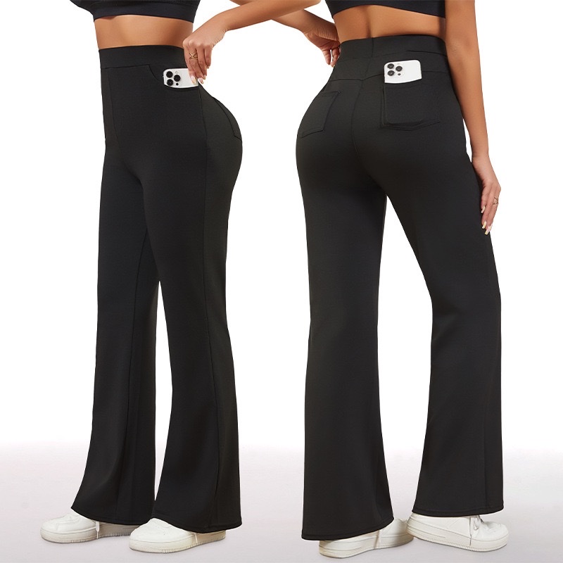 Cross-border exclusive high-waisted pants, fitness pants, high-elasticity European and American sports new style tight yoga pants, flared pants, casual pants details Picture