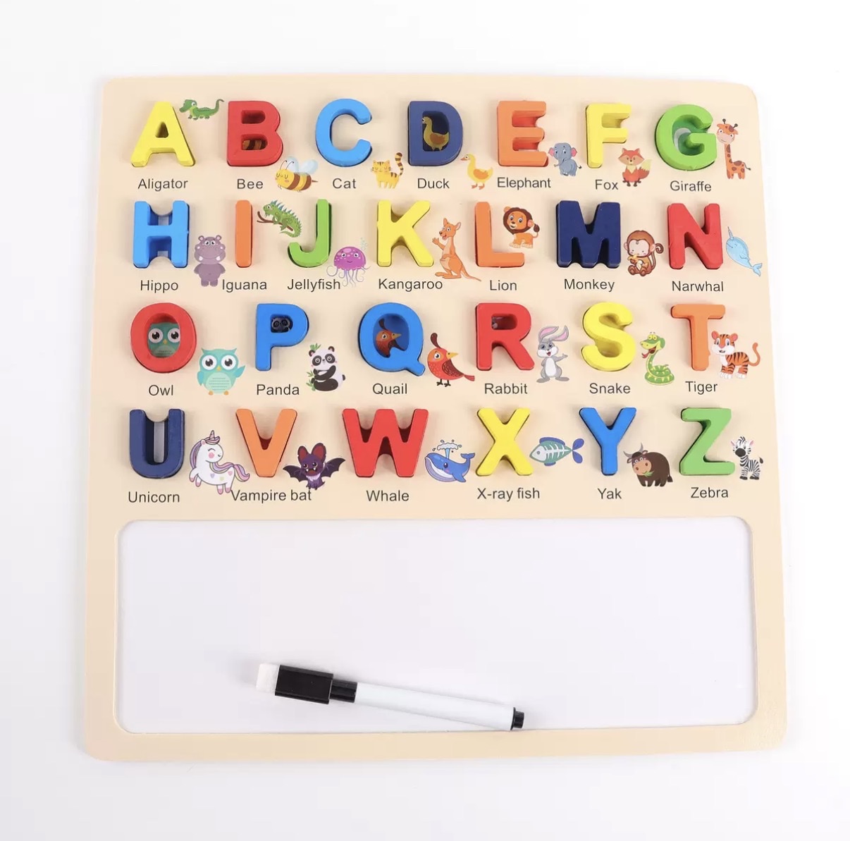 木制字母画板数字形状英文俄罗斯柬埔寨阿拉伯西班牙文早教玩具白底实物图