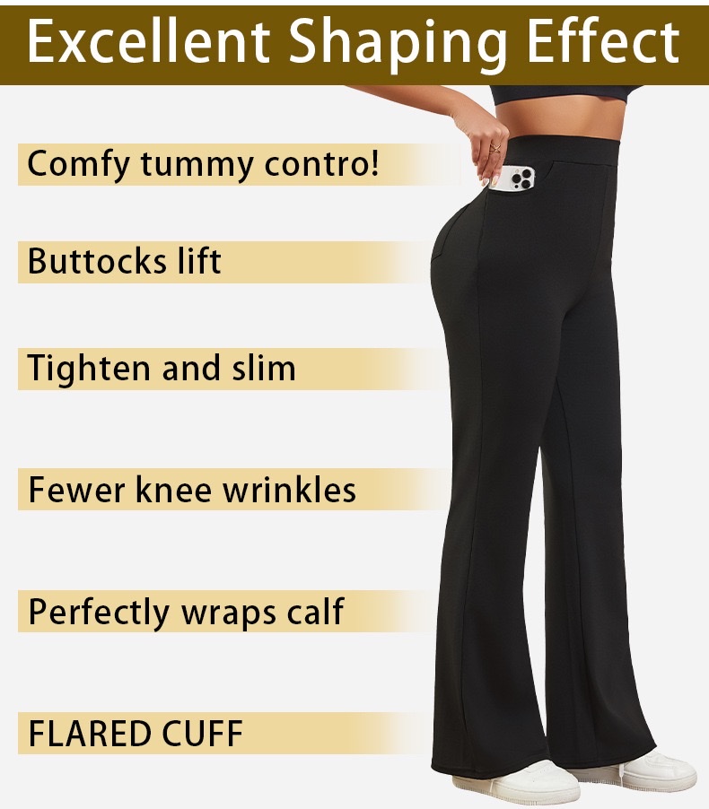 Cross-border exclusive high-waisted pants, fitness pants, high-elasticity European and American sports new style tight yoga pants, flared pants, casual pants detail image 5