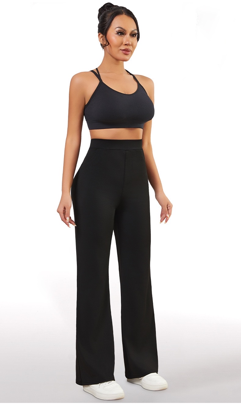Cross-border exclusive high-waisted pants, fitness pants, high-elasticity European and American sports new style tight yoga pants, flared pants, casual pants detail image 11