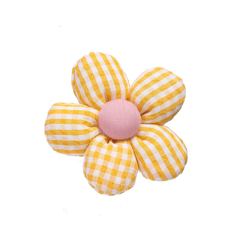 Wholesale of Korean-style fine checkered cotton-filled five-petal flower scarves, clothing brooches, accessories, hair bands and other accessories detail image 5