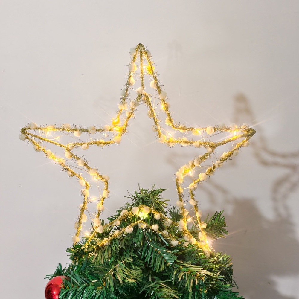 Five-pointed star LED light string, illuminated star-shaped lights, night scene lights, Christmas tree top star, ironwork illuminated decoration Application Scenario