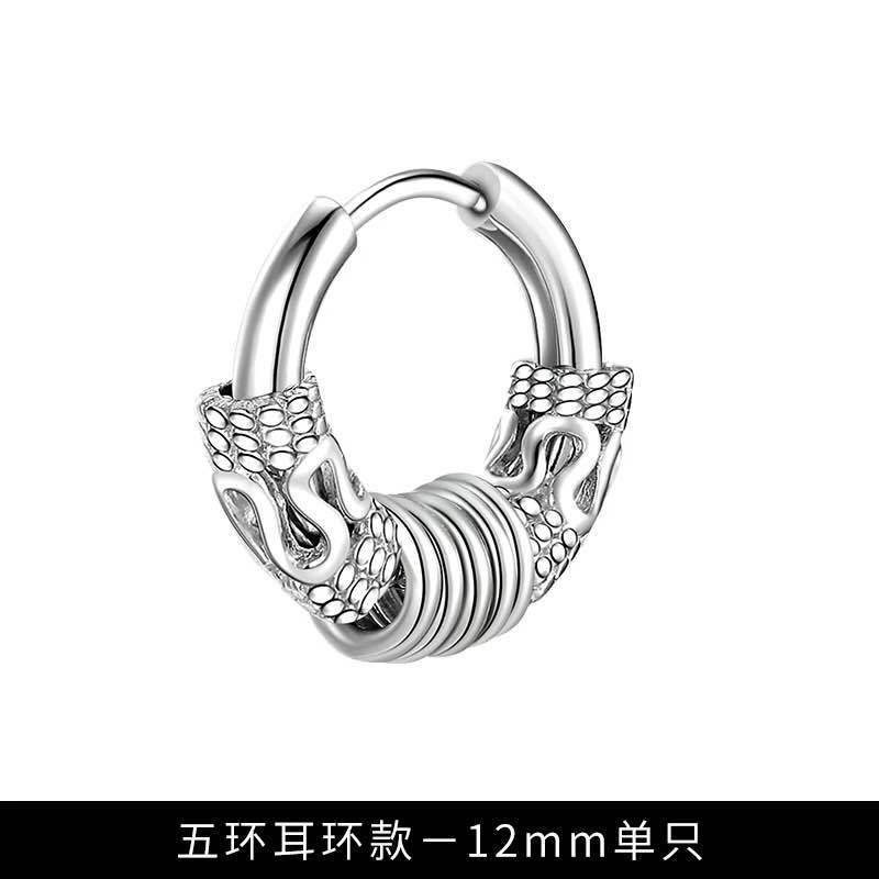 2020 new retro Tibetan titanium steel earrings for men, hip-hop personality for men, single stud earrings, stud accessories, pierced ears, four-pronged stud accessories, four-pronged stud accessories Application Scenario