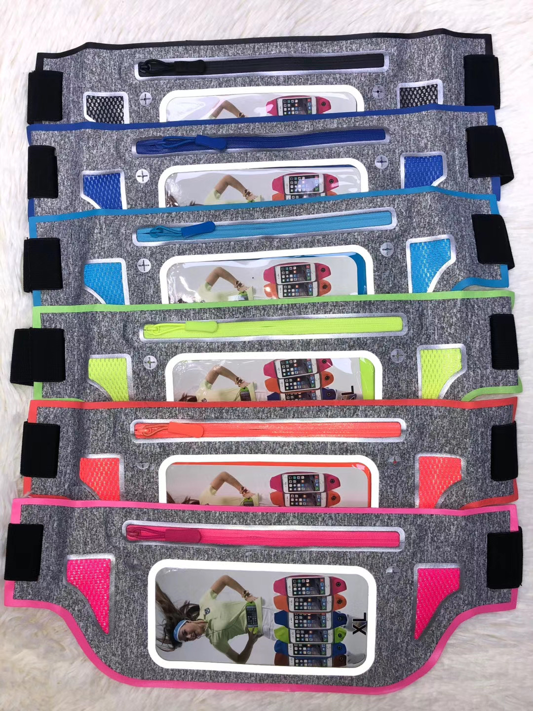 Mobile phone sports waist bag with window touch screen, mobile phone sports waterproof bag, nylon Lycra waterproof sports bag, marathon sports waist bag