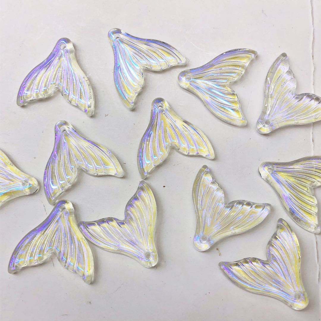 Czech glass petal hairpins, ancient-style hairpins, headwear, tassels, Hanfu materials, accessories, 20*20 fish tail beads, beads, crystal loose beads detail image 3