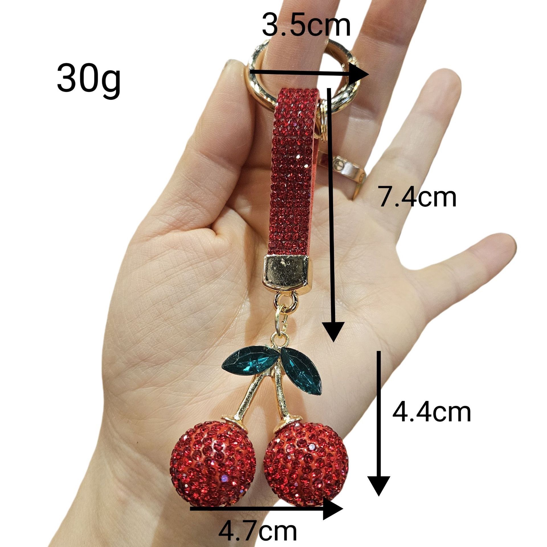 Fruit cherry water diamond keychain pendant, figurine pendant, creative small gift Item Picture