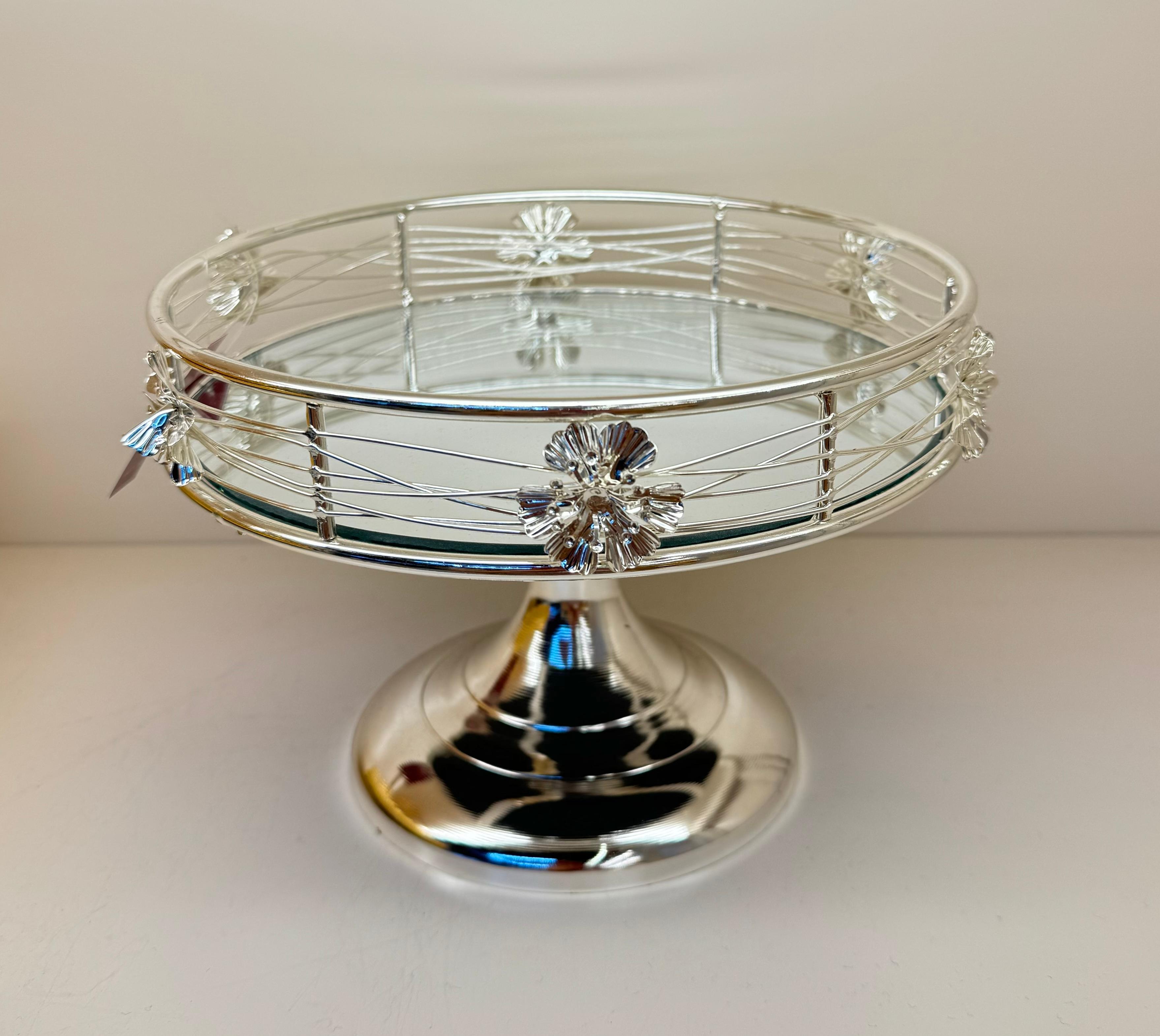 Ironwork glass mirror fruit plate, wedding fruit plate, Nordic metal cosmetics storage tray, large-capacity ceramic large fruit plate, beer display stand, daily necessities and sundries, small transparent plate for sunflower seeds