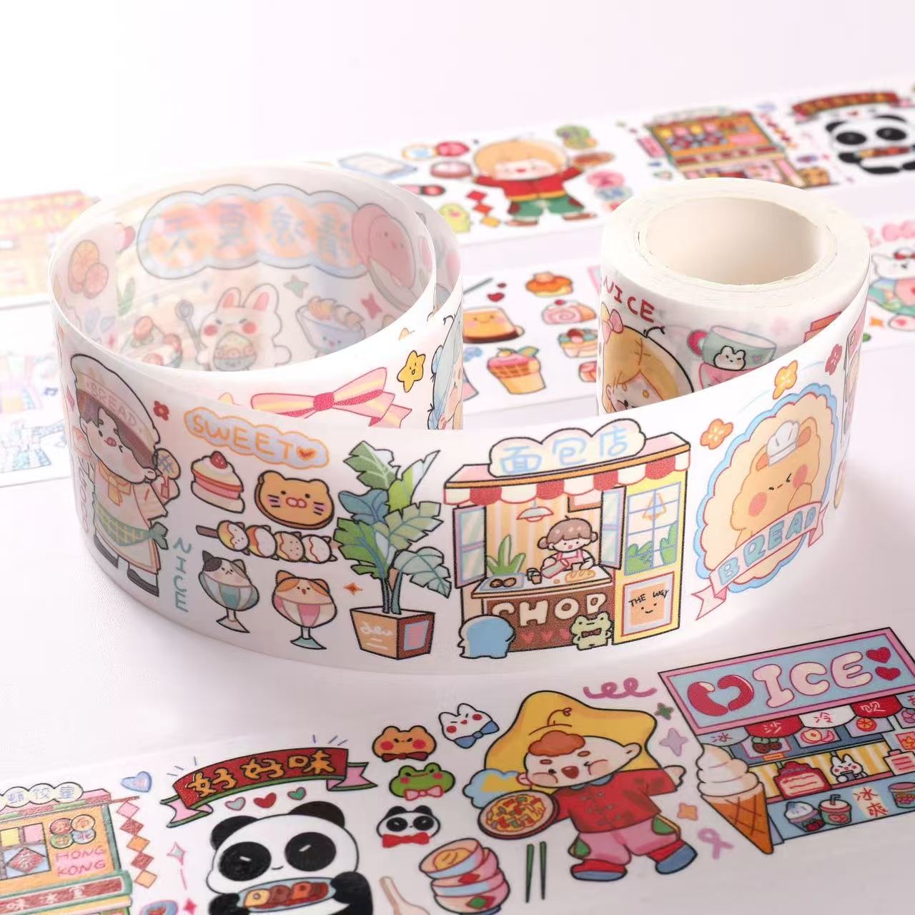 Bean sprout Sauce tape collection, 6m per roll, cute cartoon planner tape, special oil and paper planner materials, DIY stickers and paper tape, planner tape and paper tape detail image 3