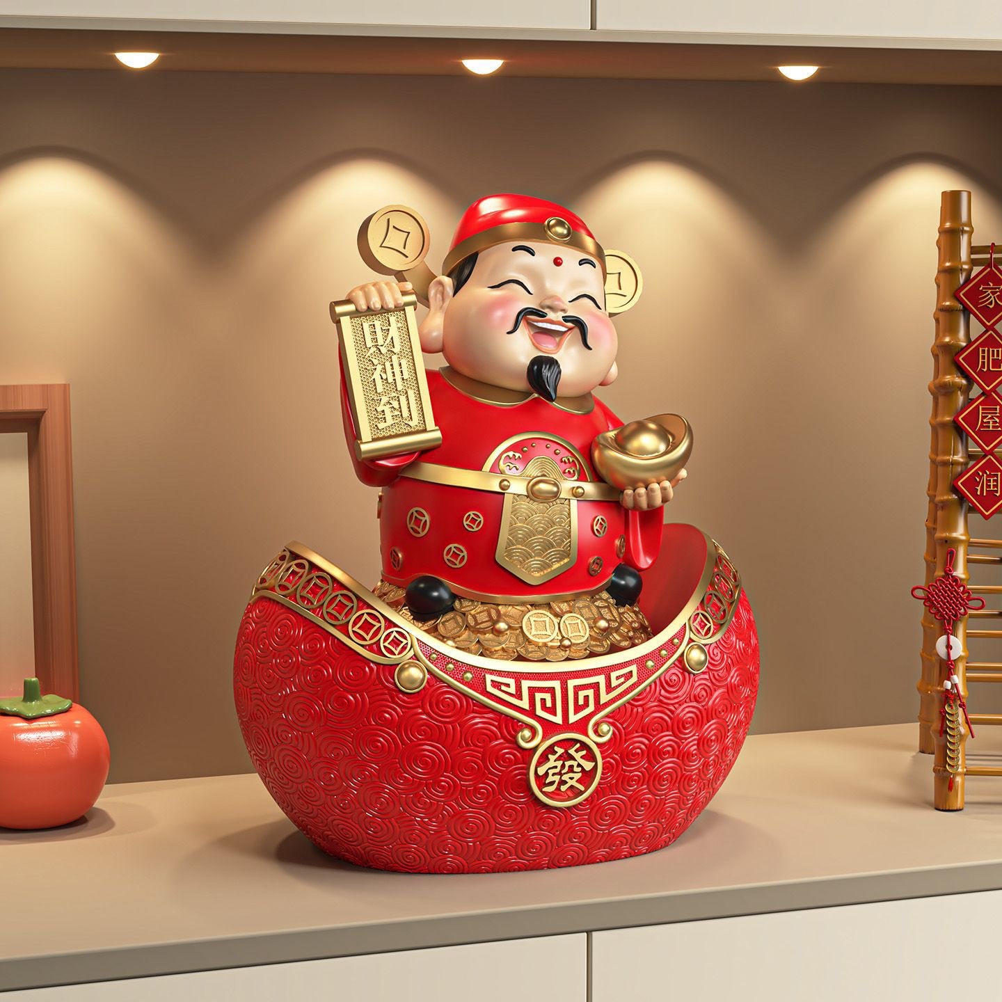 新款招财财神爷店铺公司前台桌面轻奢装饰品开业大吉创意摆件礼物 细节图
