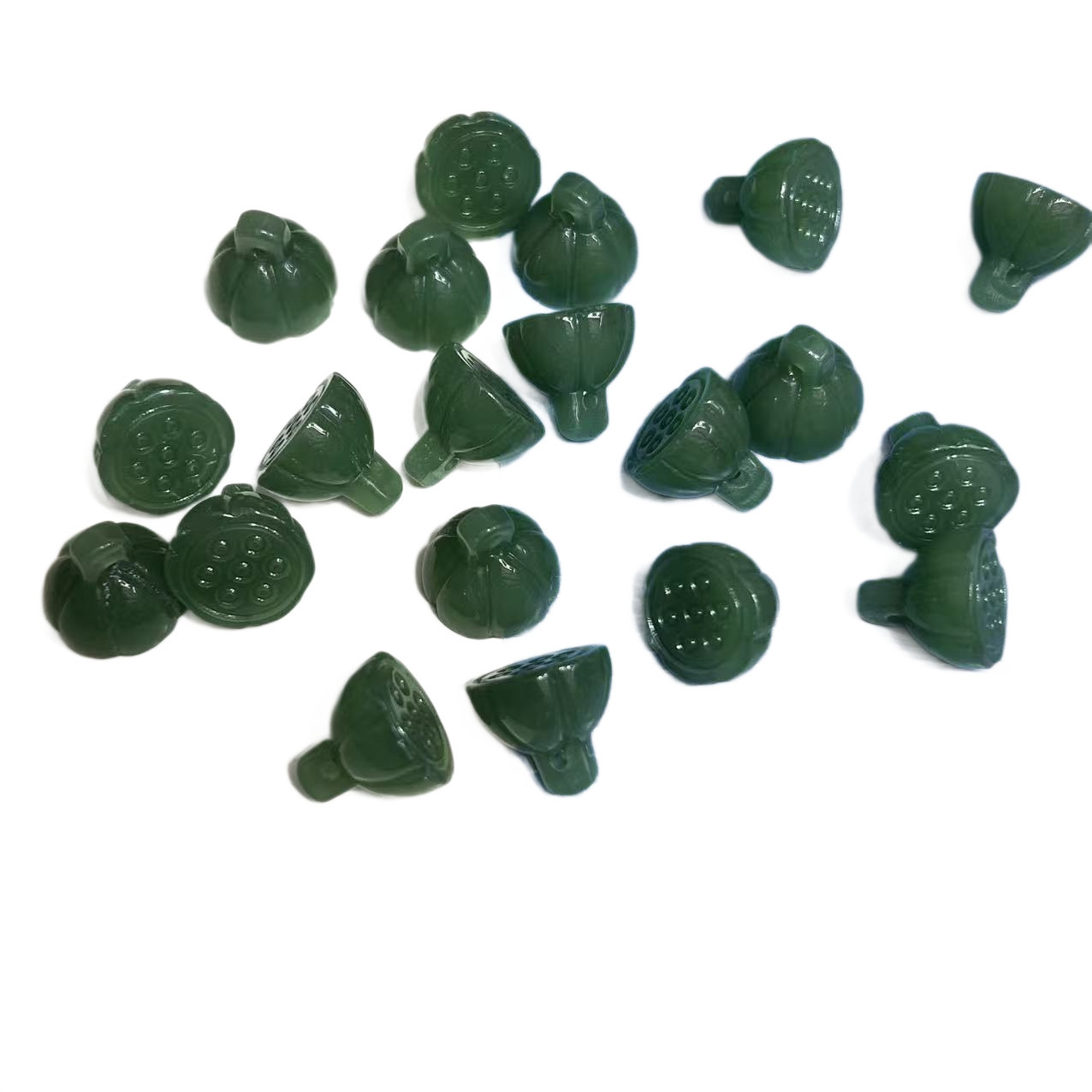 Houxiu Imitation jade and glass large lotus pod DIY bracelet accessory wholesale Hanfu and cheongsam semi-finished products Button beads and glass beads Item Picture