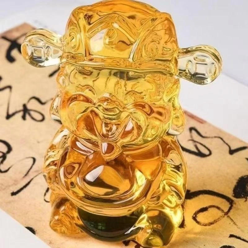 God of Wealth figurines, crystal handicrafts, glass tables, pet ornaments, opening decorations, yellow crystal, crystal detail image 2