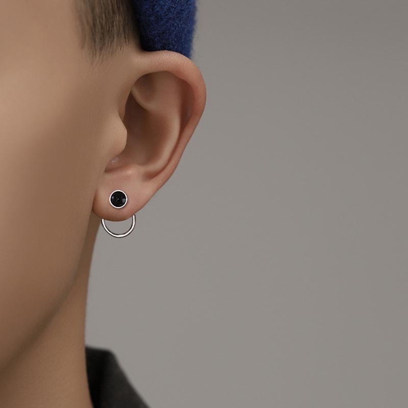 In 26 years, men's earstud fashion, hip-hop men's niche, Instagram single-piece earrings, trendy and individual, tassel circle men's earrings, earstud accessories details Picture