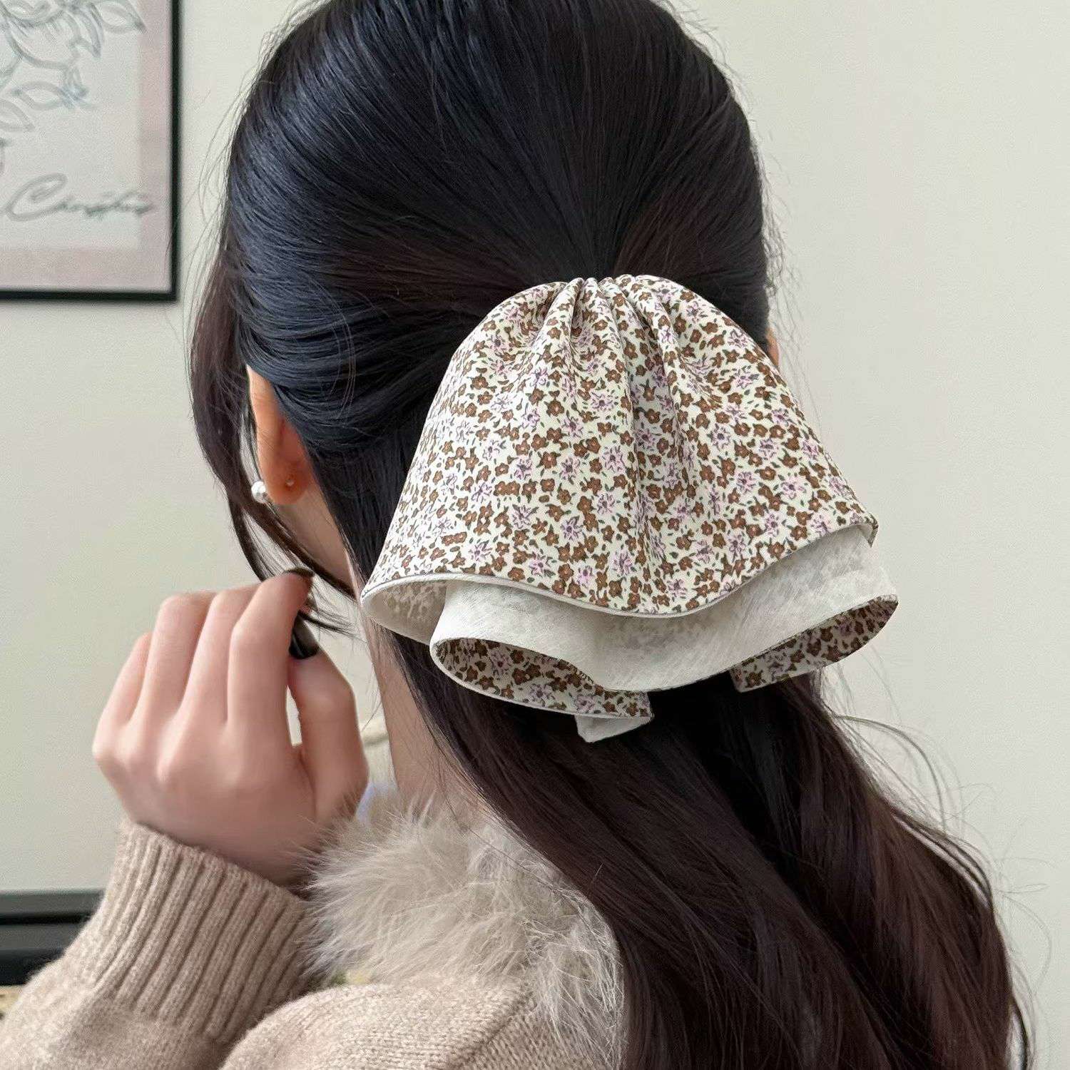 2026 New Korean-style small floral skirt, high ponytail hair clip, hair accessory, fresh and elegant hairpin Specification image