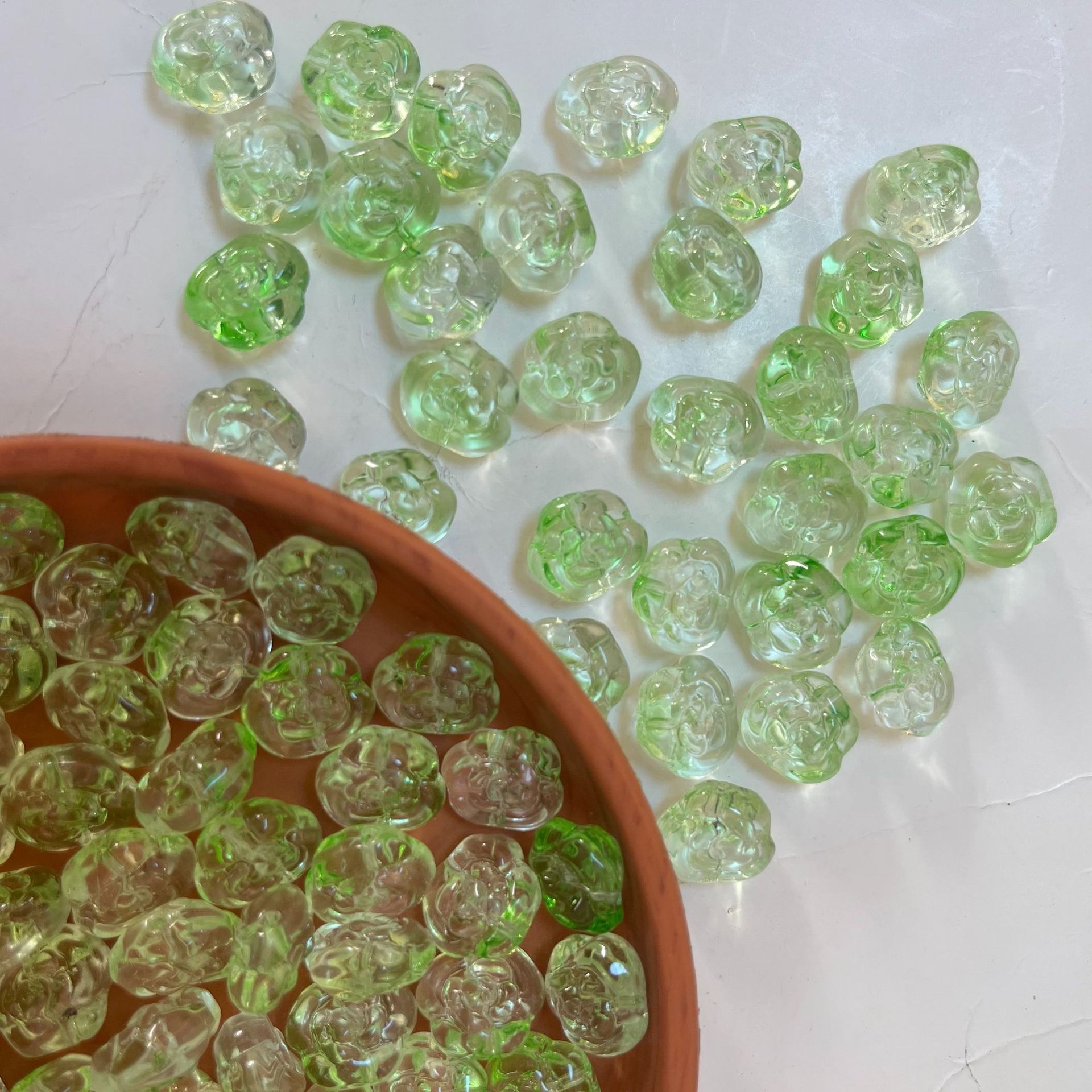 Domestic glass 13*14 horizontal hole rose and camellia flower handmade bracelet necklace DIY material hairpin tassel accessories detail image 17