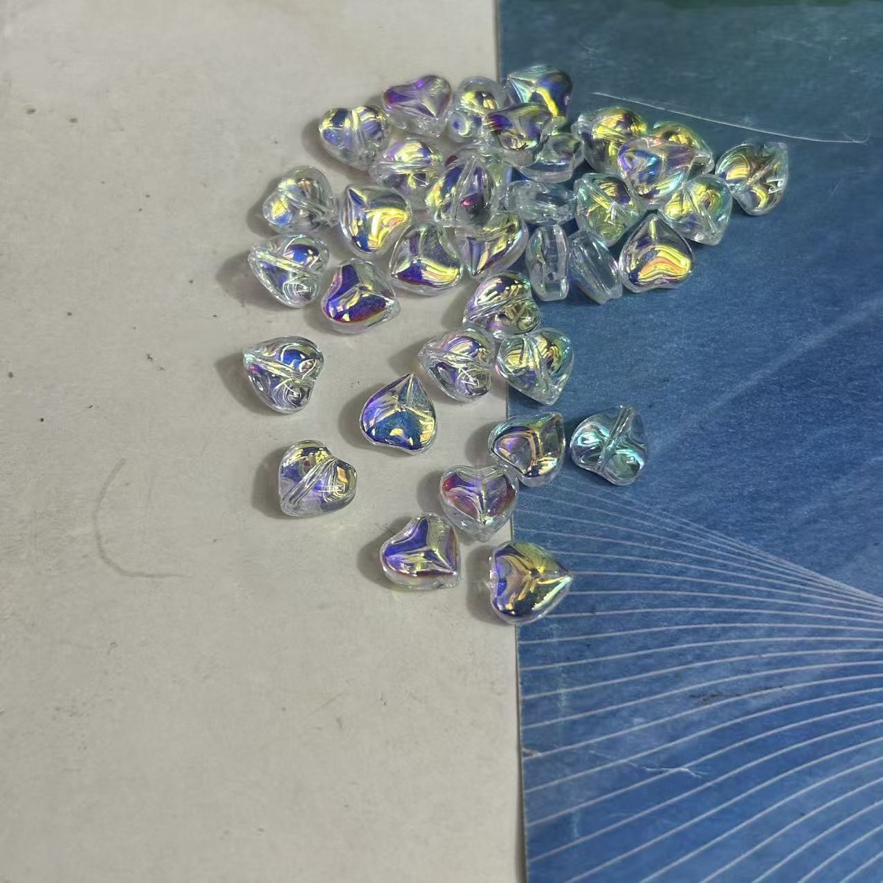 Glass bead petal hairpin flower heart peach heart nail sticker ancient-style retro hairpin material flower hairpin accessories Hanfu material Application Scenario