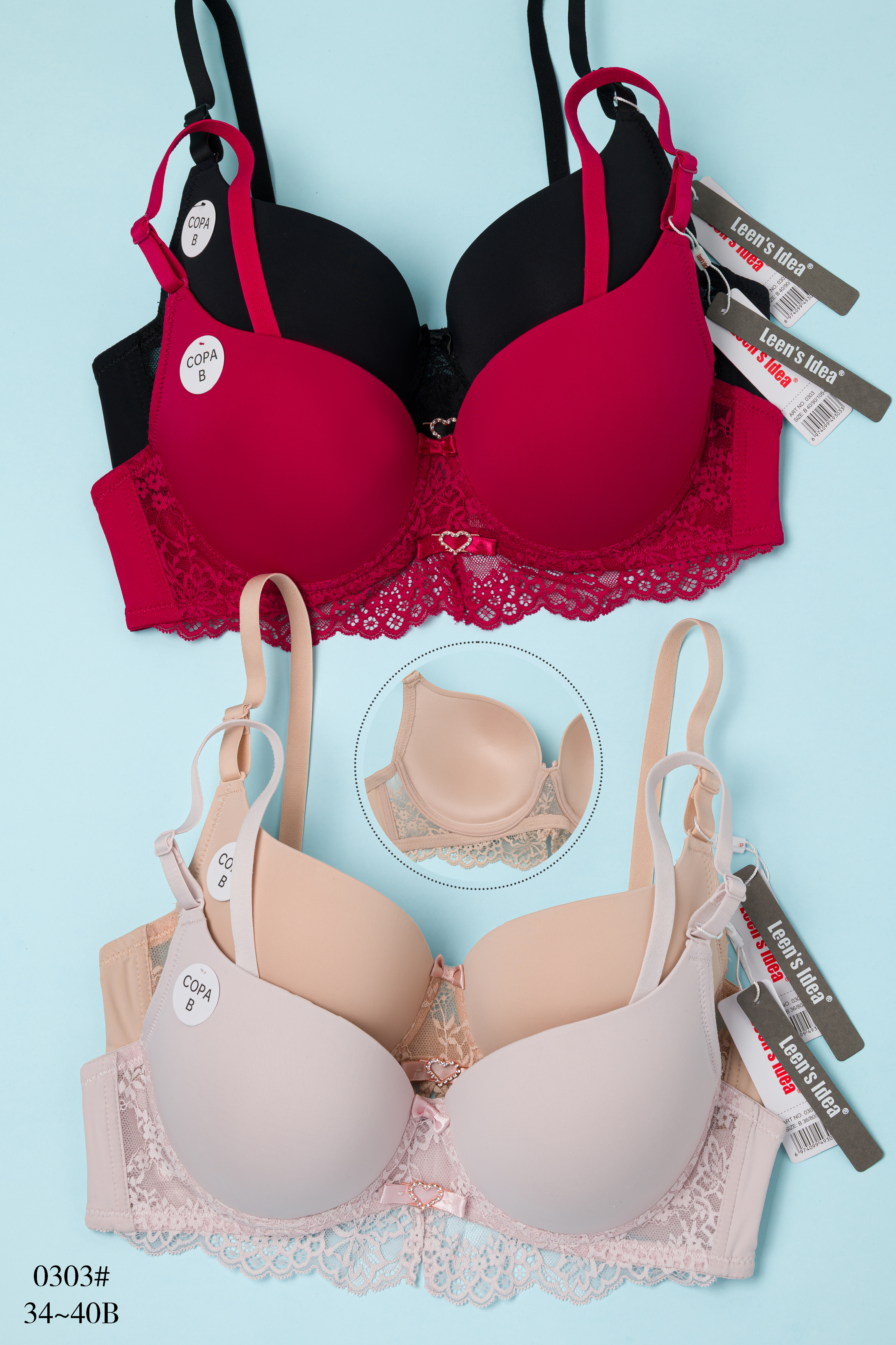 Leen’s Idea 0303#Beauty Strap Bra NEW
 New Design | Extra Thin Cups | COPA   B34-40
In Stock  thumbnail