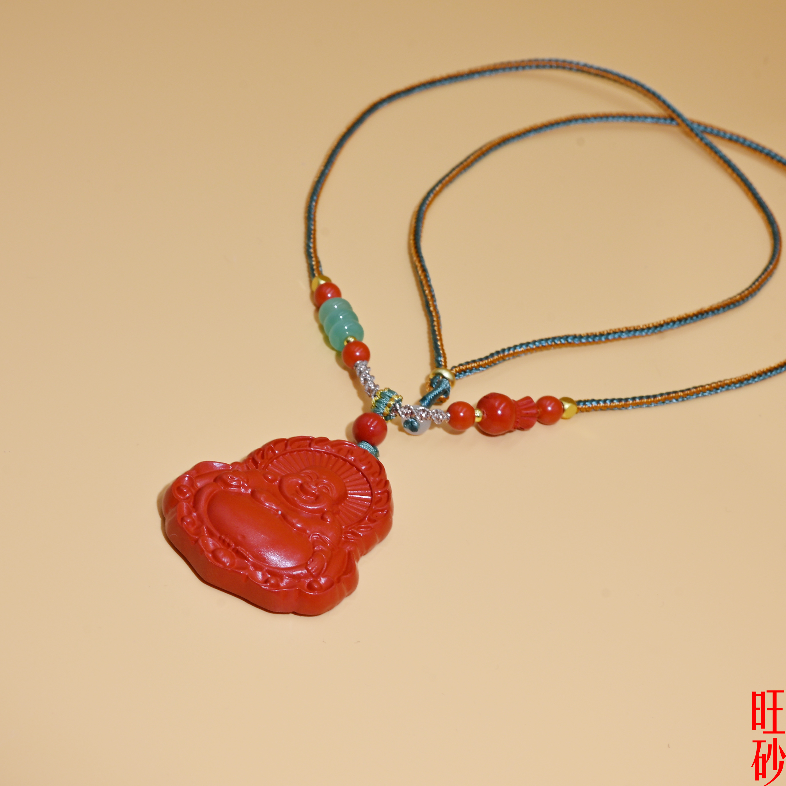 朱砂弥勒佛吊坠男女款本命年吉祥物新中式毛衣链高级感珠饰厂家直销详情图7