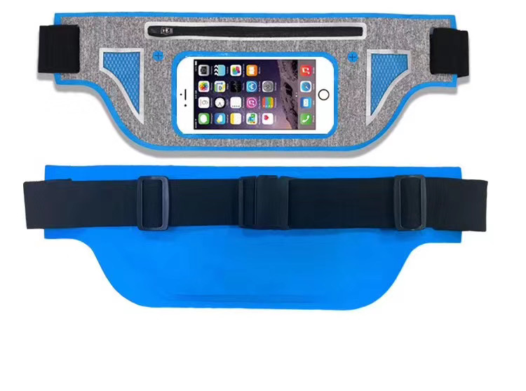 Mobile phone sports waist bag with window touch screen, mobile phone sports waterproof bag, nylon Lycra waterproof sports bag, marathon sports waist bag Specification image