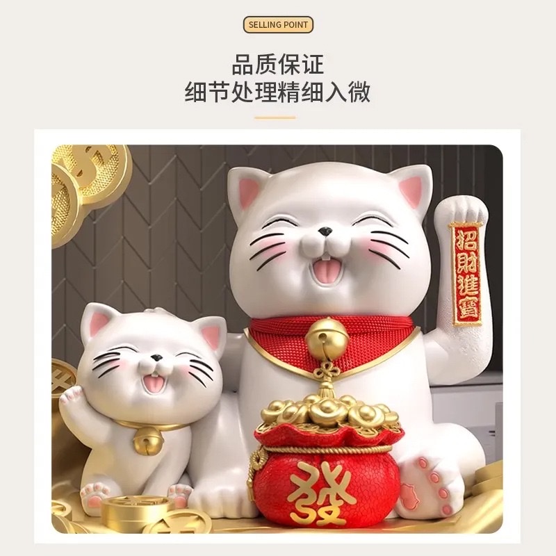 Money tree, waving hand, Maneki Neko figurines, living room TV cabinet, desktop, entrance hall, wine cabinet decorations, gifts for moving into a new home Application Scenario