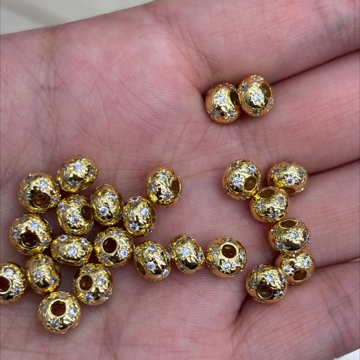 手串珠子配件、铜镀18k厚银配件、天然石手串配件、珍珠手串配件详情图2