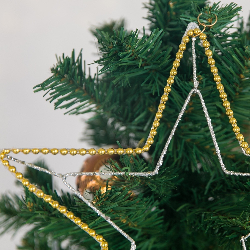 New glitter five-pointed star pendant, Christmas tree decoration item, Christmas decoration wholesale, iron star detail image 3