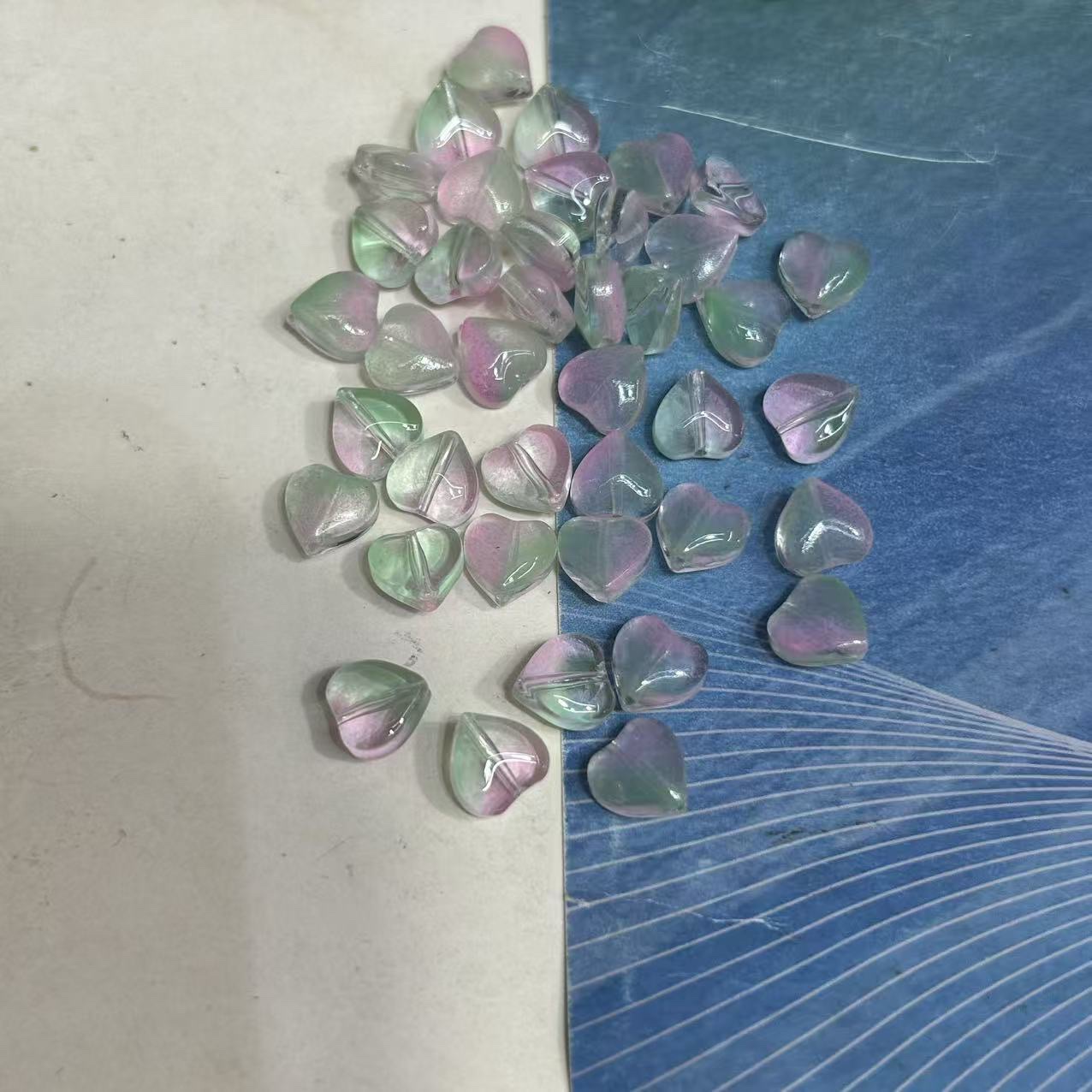 Glass bead petal hairpin flower heart peach heart nail sticker ancient-style retro hairpin material flower hairpin accessories Hanfu material