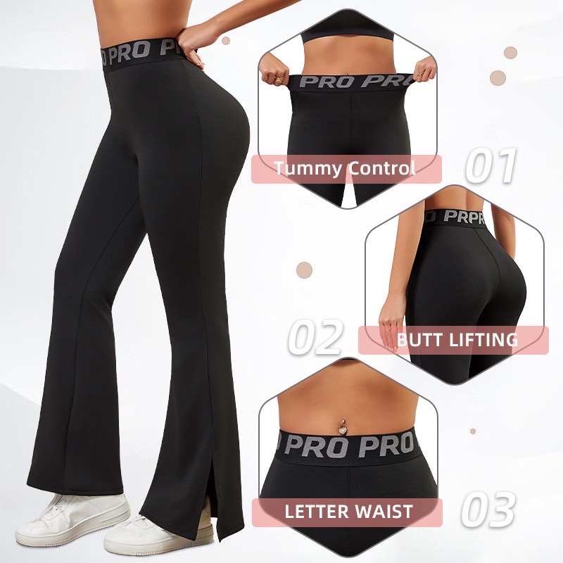 跨境专供欧美大码瑜伽裤运动裤阔腿喇叭裤现货微喇休闲裤新款