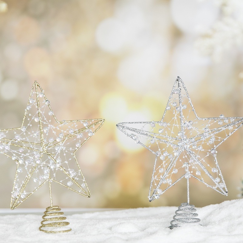 Christmas decorations, pendants, light strings, Christmas tree hangers, powder-sprinkled glowing Christmas trees, top stars, cross-border ironwork five-pointed stars