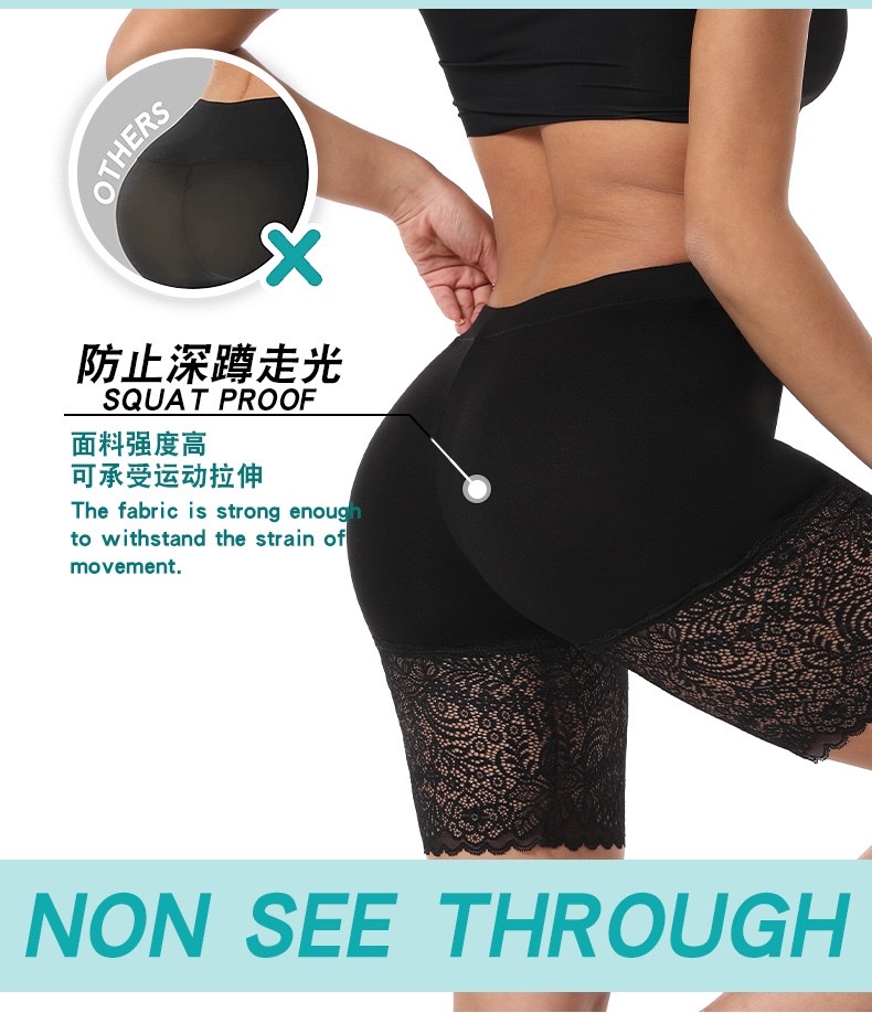 Cross-border European and American lace shorts, safety pants, women's modal, thickened and enlarged base layer, anti-slip, large size lace detail image 2