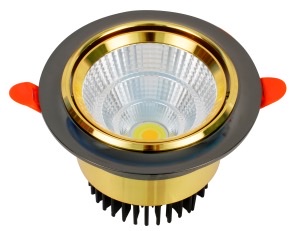 SXL electroplated gold downlight, dual-color variable light, embedded LED spotlight, hotel corridor, gold-edge ceiling light
