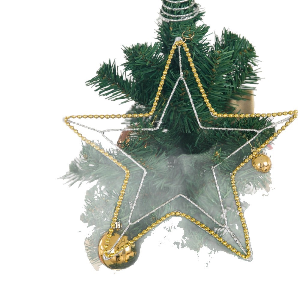 New glitter five-pointed star pendant, Christmas tree decoration item, Christmas decoration wholesale, iron star detail image 6