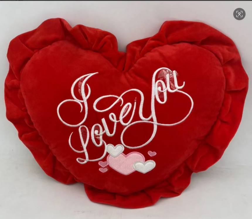 跨境绣花红色抱枕爱心毛绒玩具生日情人结婚节日礼物现代简约 详情图4