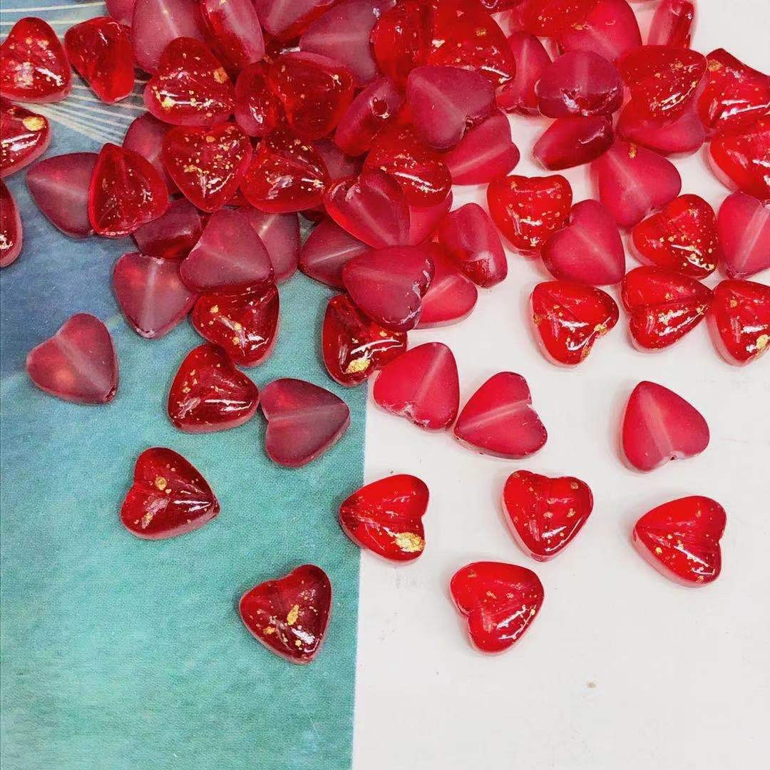 Glass bead petal hairpin flower heart peach heart nail sticker ancient-style retro hairpin material flower hairpin accessories Hanfu material detail image 5