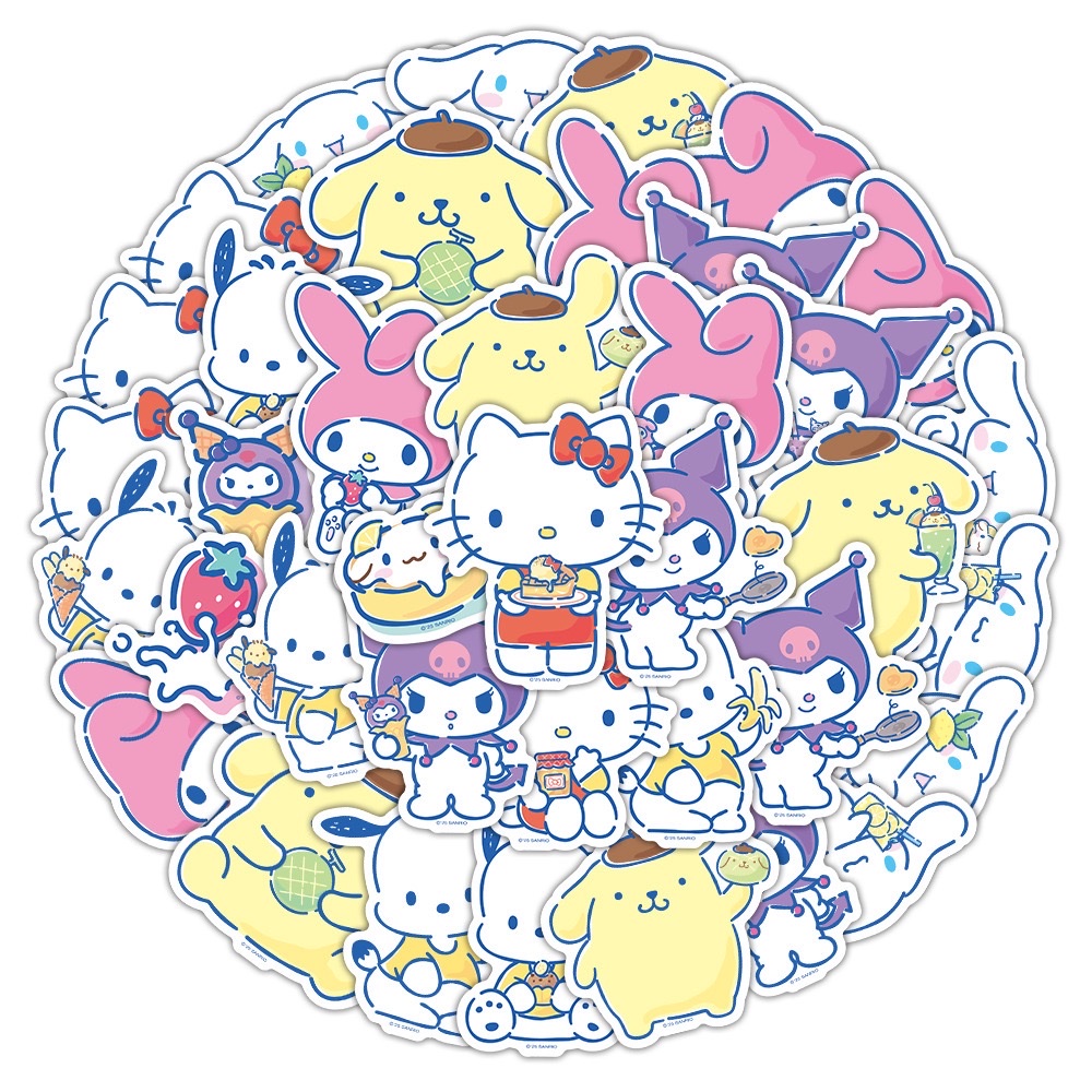 [Officially Authorized] 50 Sanrio stickers for cute cartoon and anime decorations on water cups, suitcases, and computer stickers detail image 4