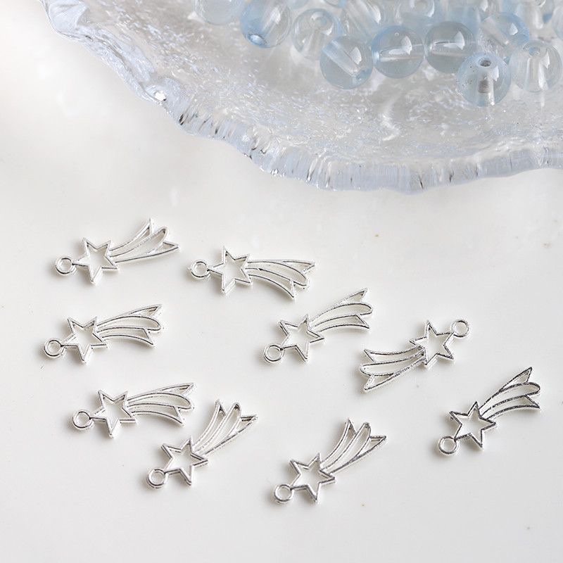 Alloy bright silver Lucky Star meteor shower pendant, bracelet, bracelet, necklace, earrings, diy accessories Application Scenario