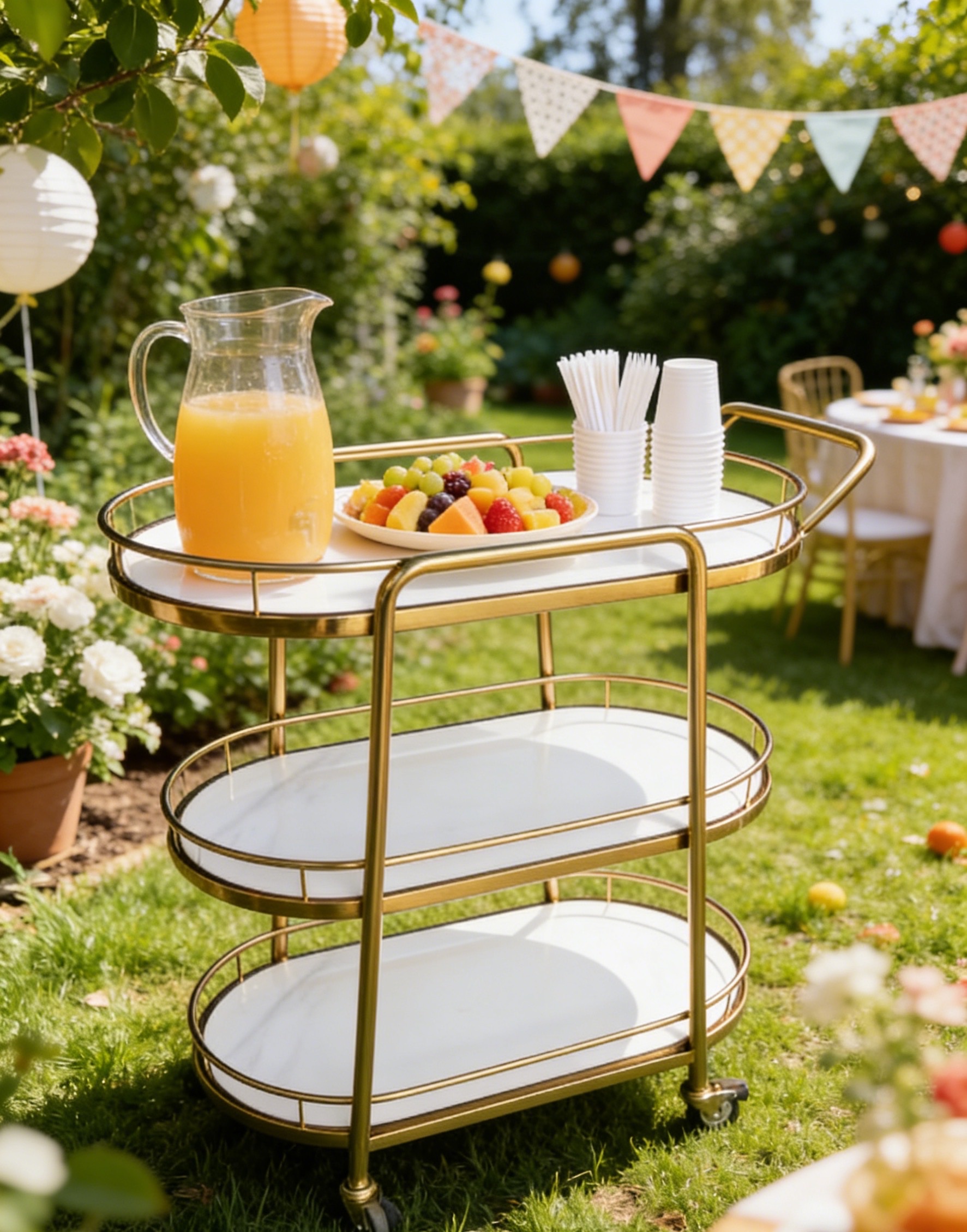 餐车 推车 不锈钢 玻璃 金色详情图2