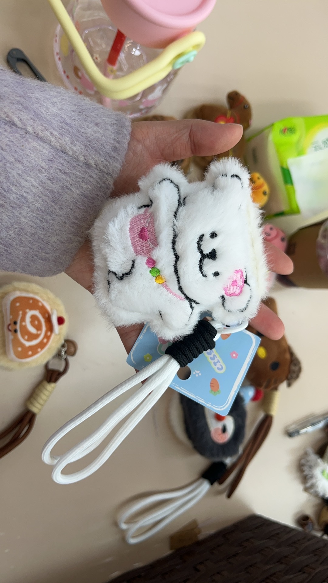 毛绒镜子挂件包包挂件挂绳挂件可爱装饰挂饰