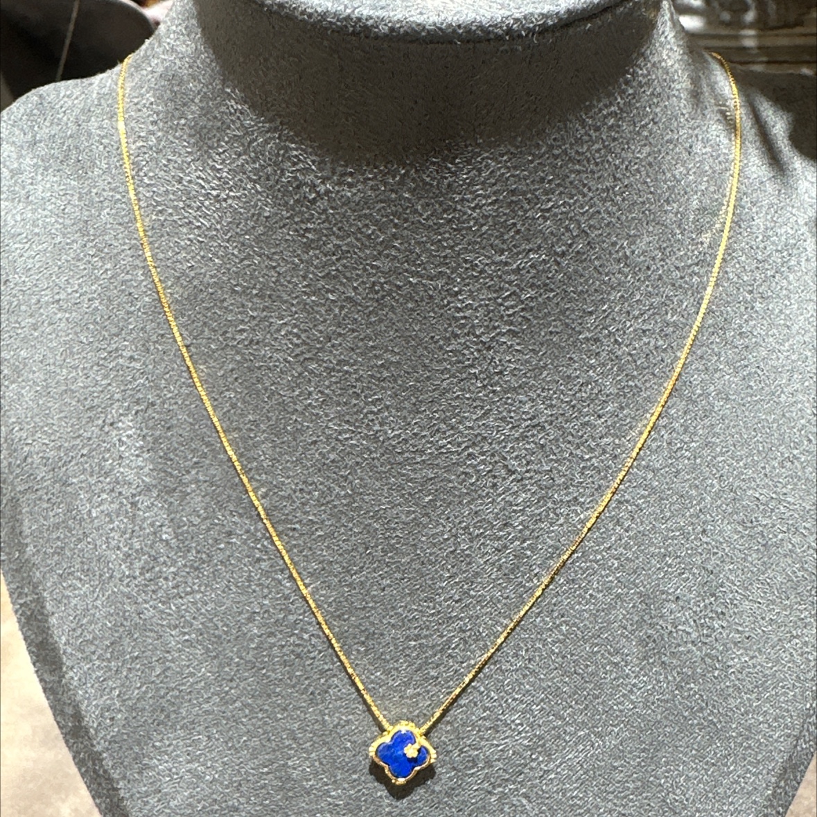 Influential Accessory s925 sterling silver lapis lazuli necklace for women, retro Thai silver Ruyi lock, bell chain, adjustable details Picture