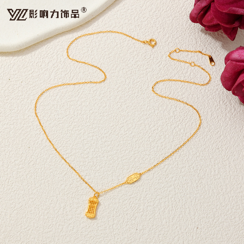 Influential Jewelry's new S925 sterling silver necklace, 24k Peace and Joy gold abacus neck accessory, collarbone chain, niche and light luxury