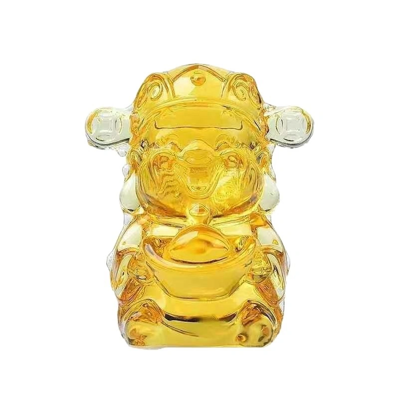 God of Wealth figurines, crystal handicrafts, glass tables, pet ornaments, opening decorations, yellow crystal, crystal detail image 3