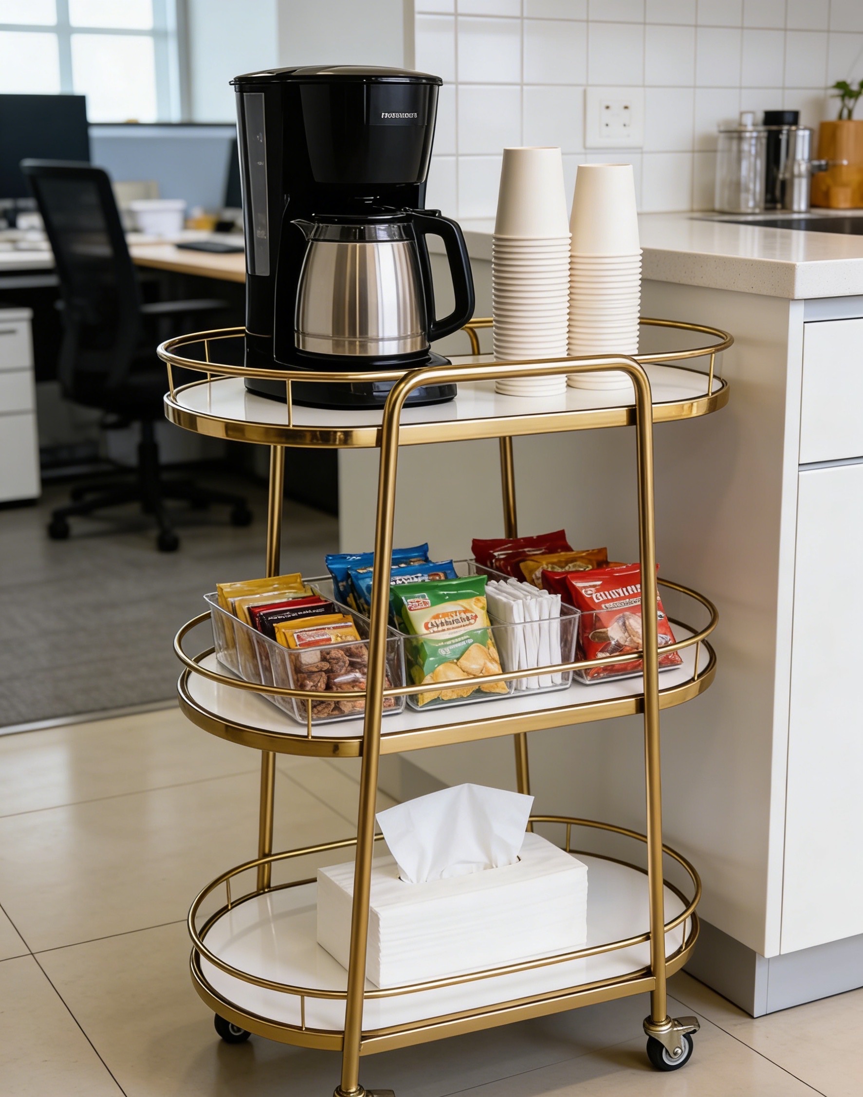 餐车 推车 不锈钢 玻璃 金色产品图